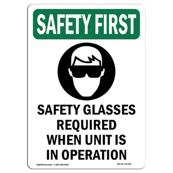 OSHA, Glasses Required, 5in X 3.5in, 10PK, 3.5" W, 5" H, Portrait, PK10, OS-SF-D-35-V-11323-10PK